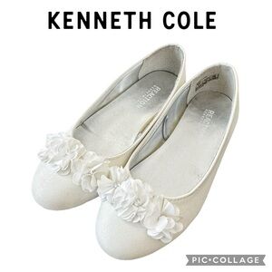 Kenneth Cole girls white Floral formal  Flat shoes size 1 NWOT